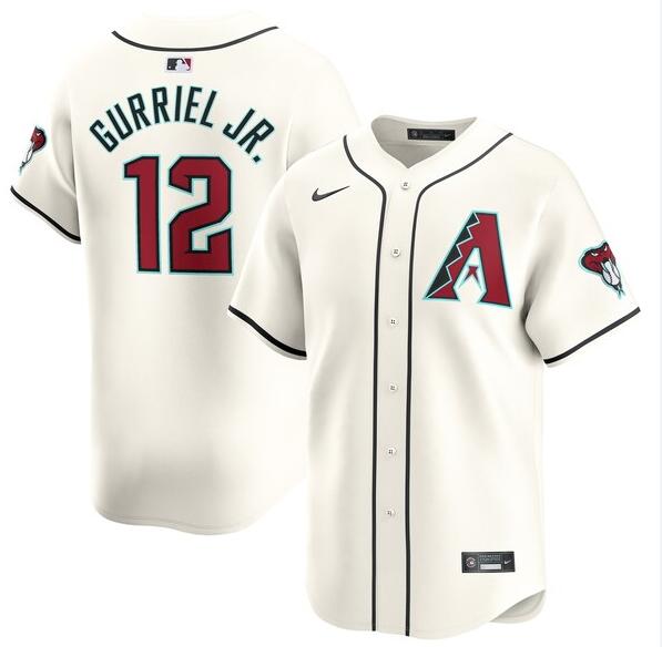 Men's Arizona Diamondbacks Lourdes Gurriel Jr. 2023/24 Cream Cool Base Stitched Baseball Jersey